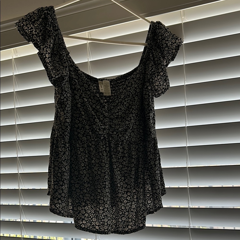 Floral Black and White Women's Top